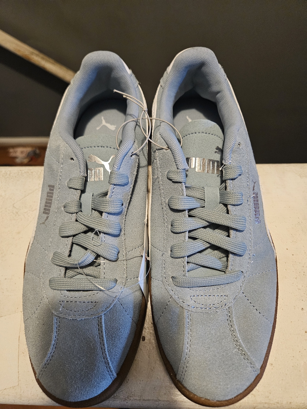 Puma Light Blue Suede Low-Top Sneakers